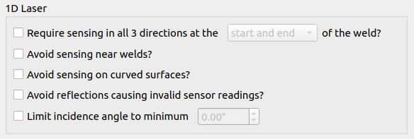1D Laser settings