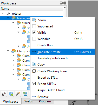Right click and select translate / rotate